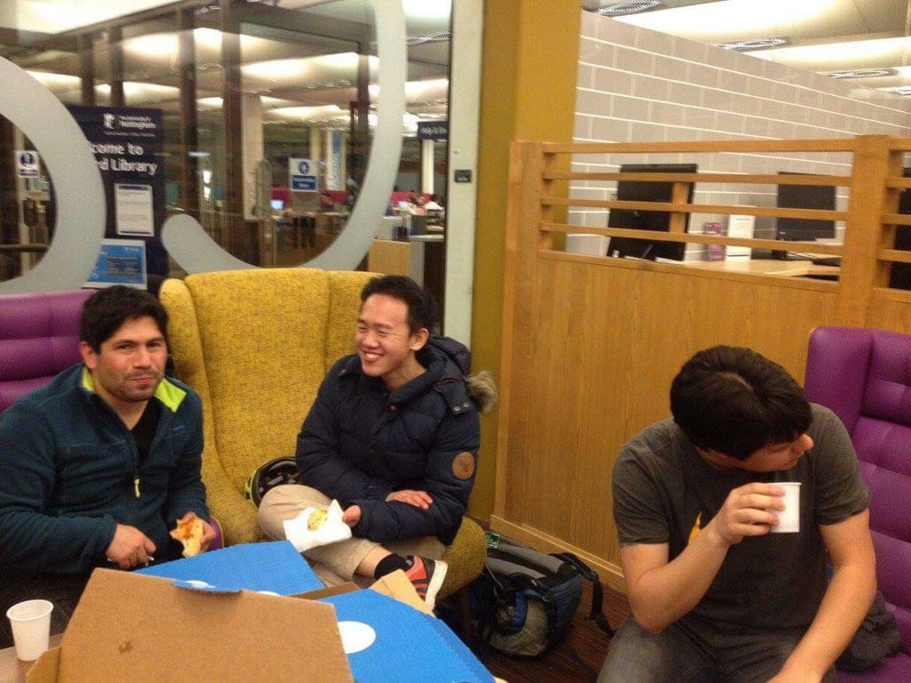 With a Chilean friend at a Chilean Society meeting in Nottingham